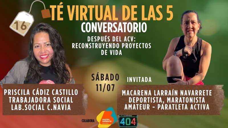 Portada del video en YouTube «Té virtual de las 5 #16: "Después del ACV: reconstruyendo proyectos de vida"»